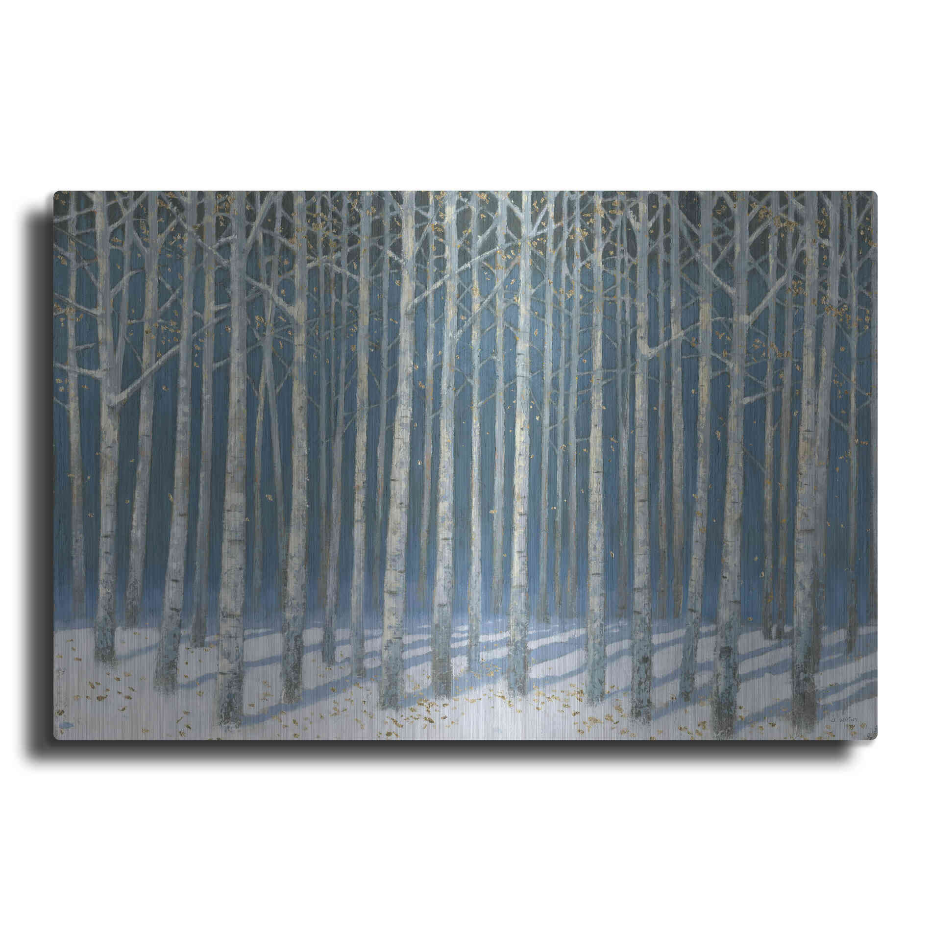 Luxe Metal Art 'Shimmering Birches' by James Wiens, Metal Wall Art