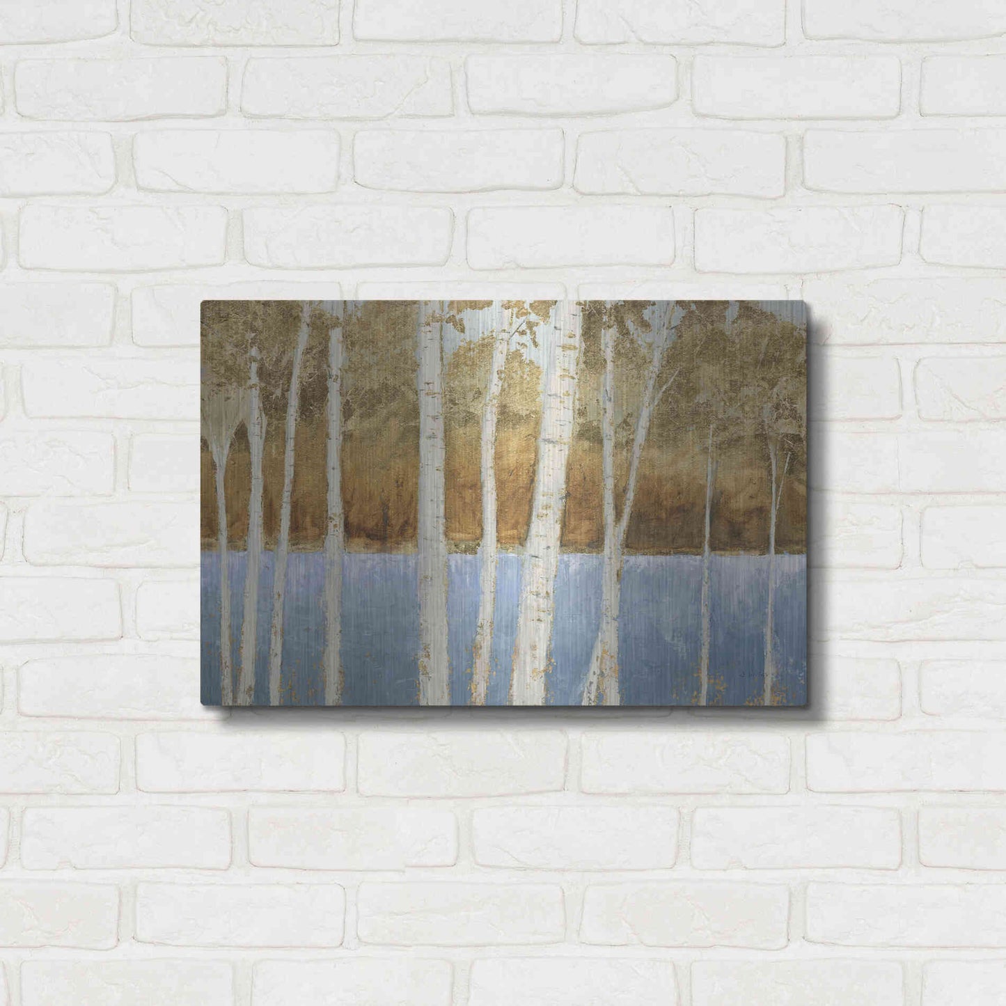 Luxe Metal Art 'Lakeside Birches' by James Wiens, Metal Wall Art,24x16