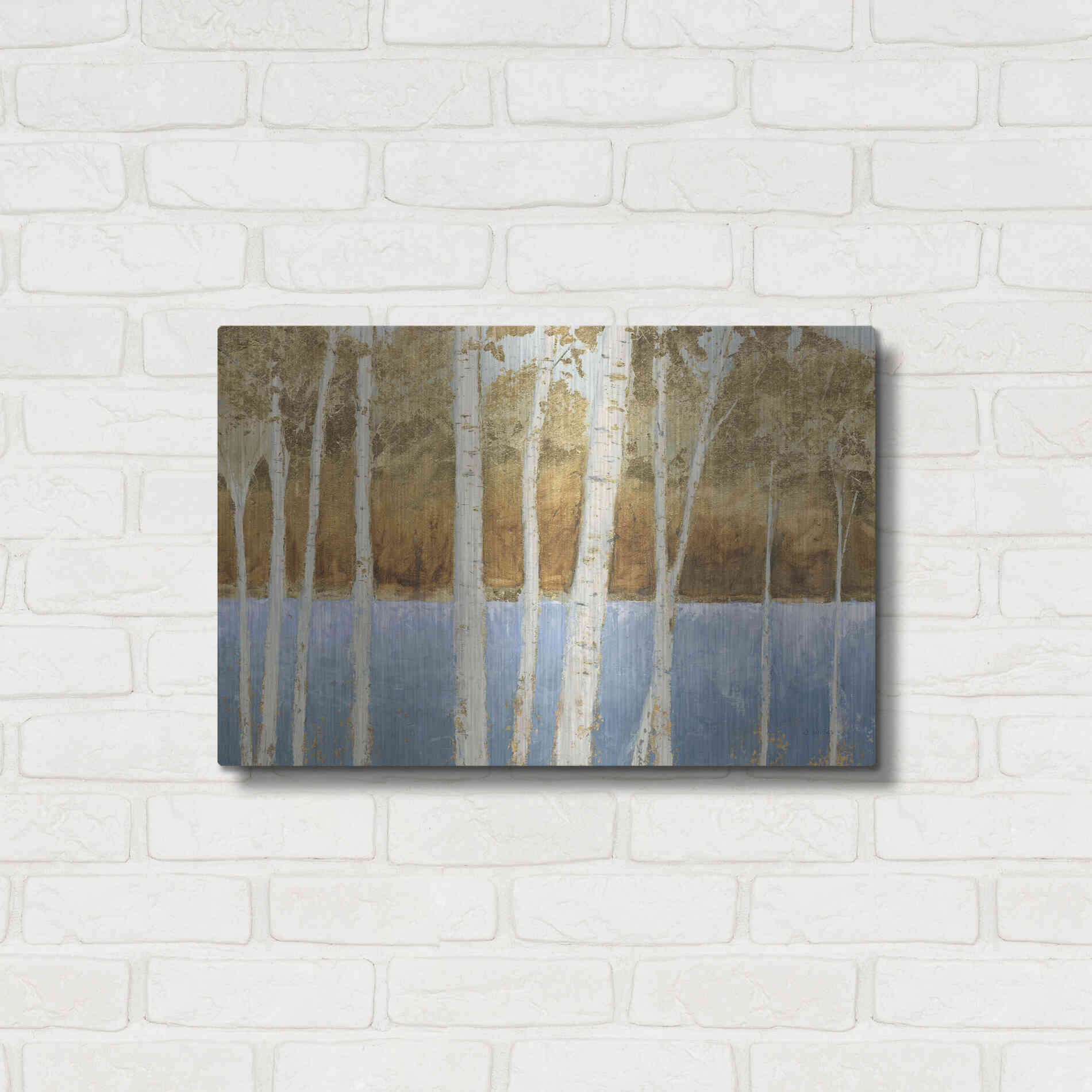 Luxe Metal Art 'Lakeside Birches' by James Wiens, Metal Wall Art,24x16