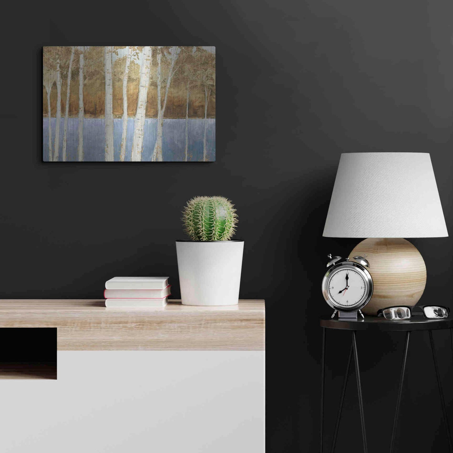 Luxe Metal Art 'Lakeside Birches' by James Wiens, Metal Wall Art,24x16