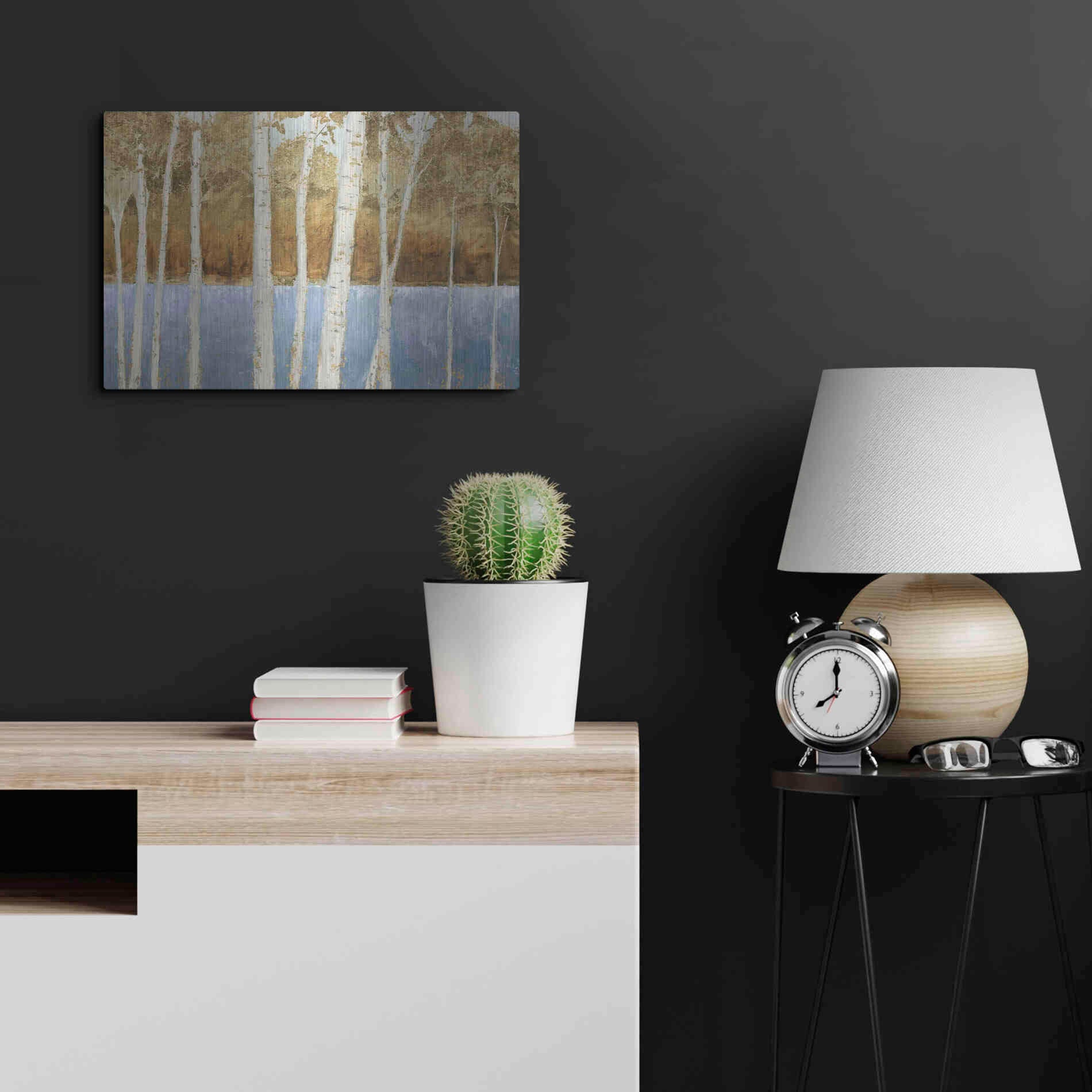Luxe Metal Art 'Lakeside Birches' by James Wiens, Metal Wall Art,24x16