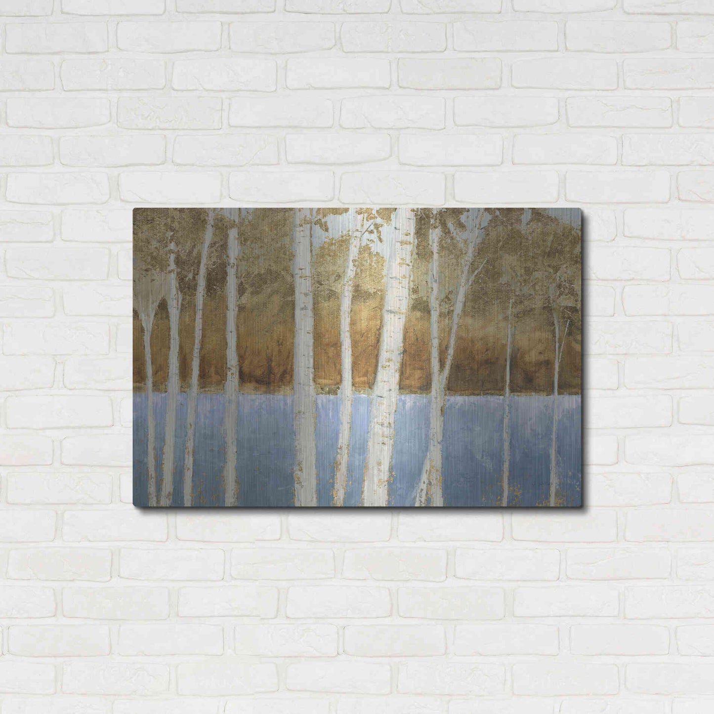 Luxe Metal Art 'Lakeside Birches' by James Wiens, Metal Wall Art,36x24