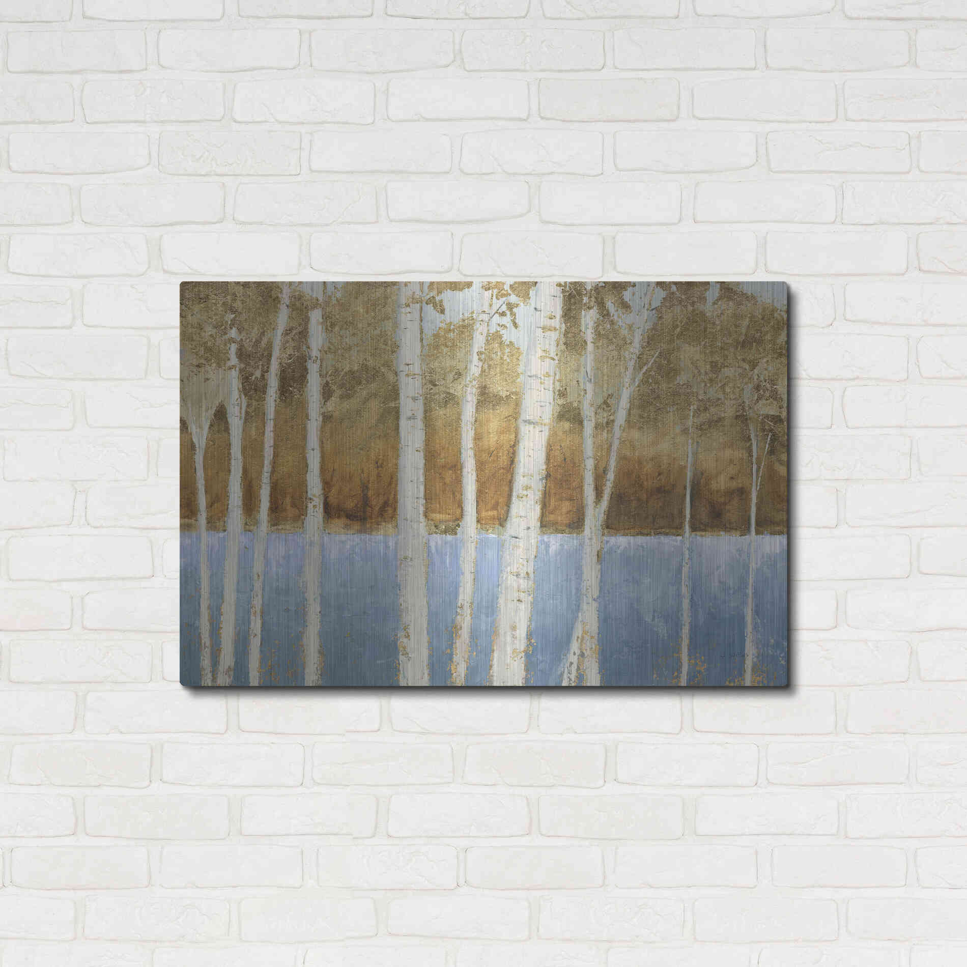 Luxe Metal Art 'Lakeside Birches' by James Wiens, Metal Wall Art,36x24