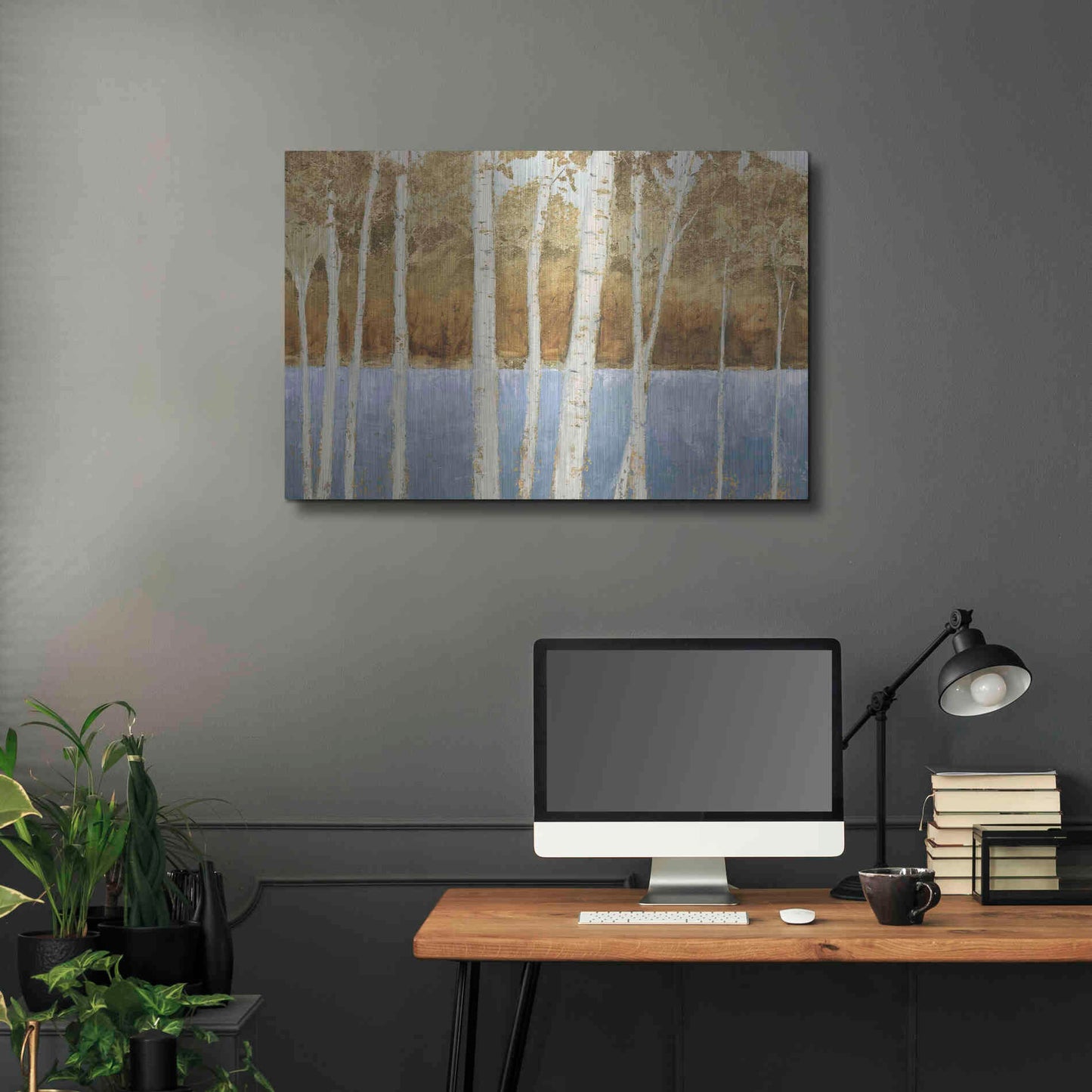 Luxe Metal Art 'Lakeside Birches' by James Wiens, Metal Wall Art,36x24