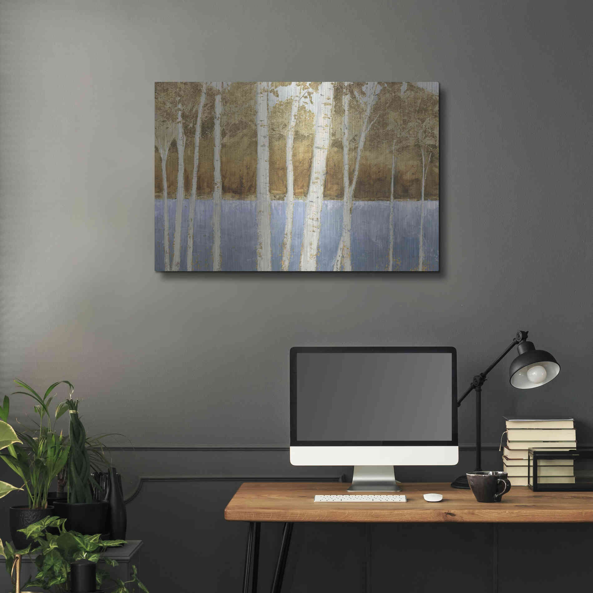 Luxe Metal Art 'Lakeside Birches' by James Wiens, Metal Wall Art,36x24