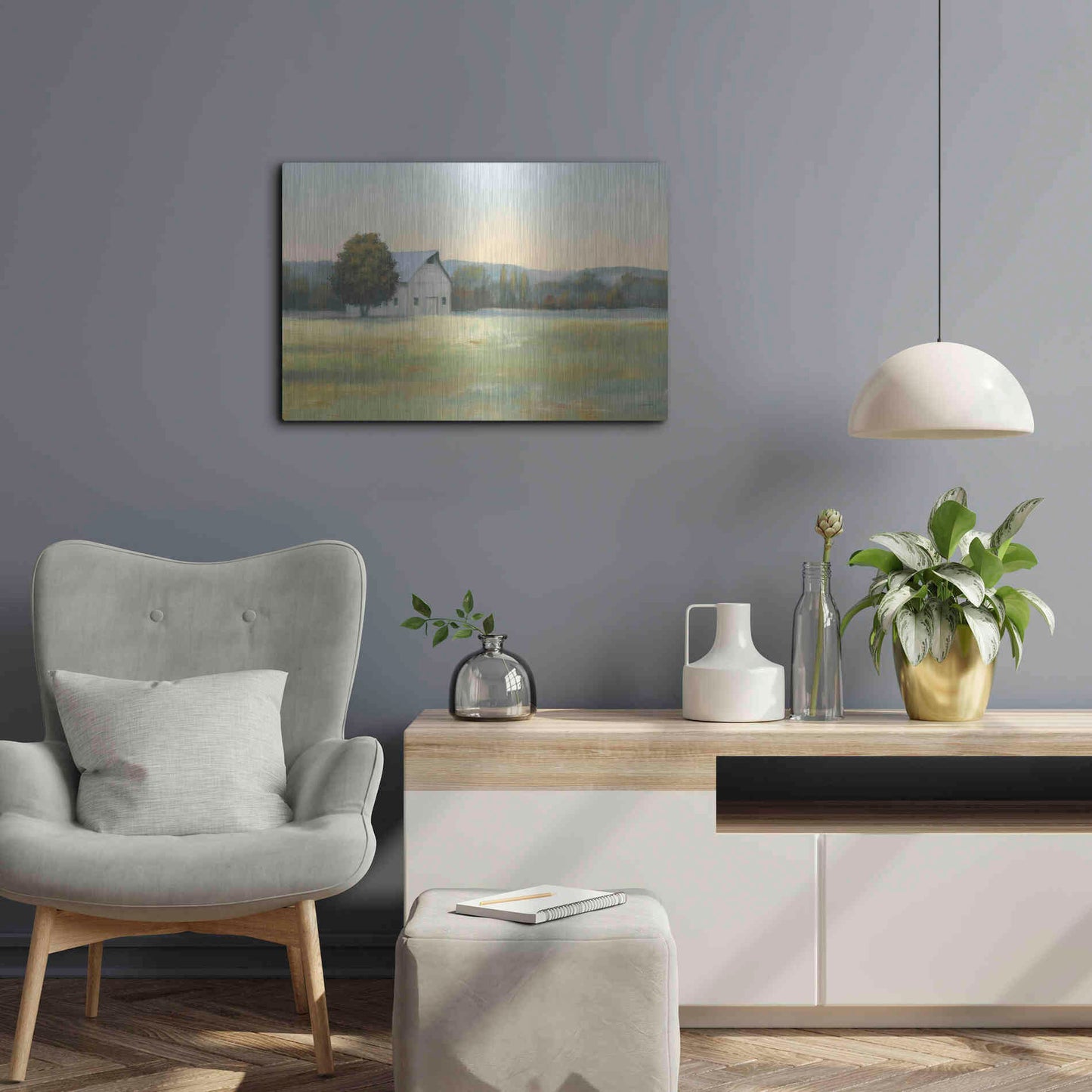 Luxe Metal Art 'Morning Meadows II' by James Wiens, Metal Wall Art,24x16