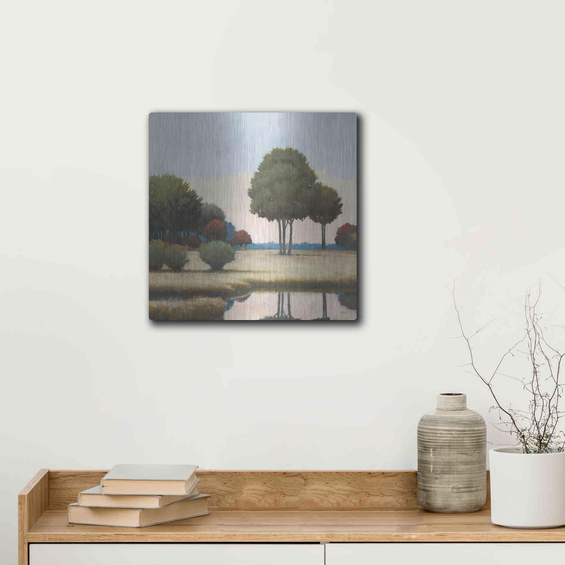 Luxe Metal Art 'By the Waterways II' by James Wiens, Metal Wall Art,12x12