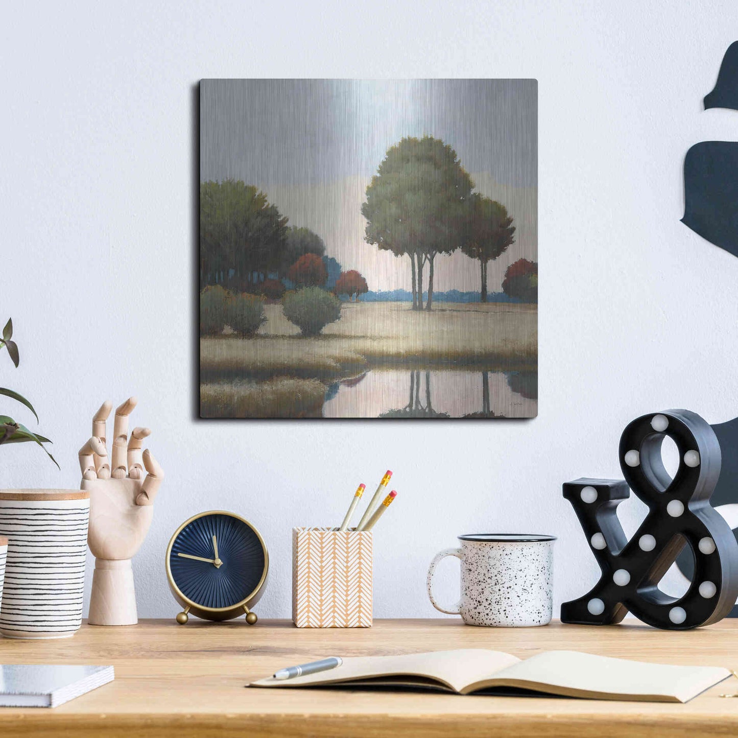 Luxe Metal Art 'By the Waterways II' by James Wiens, Metal Wall Art,12x12