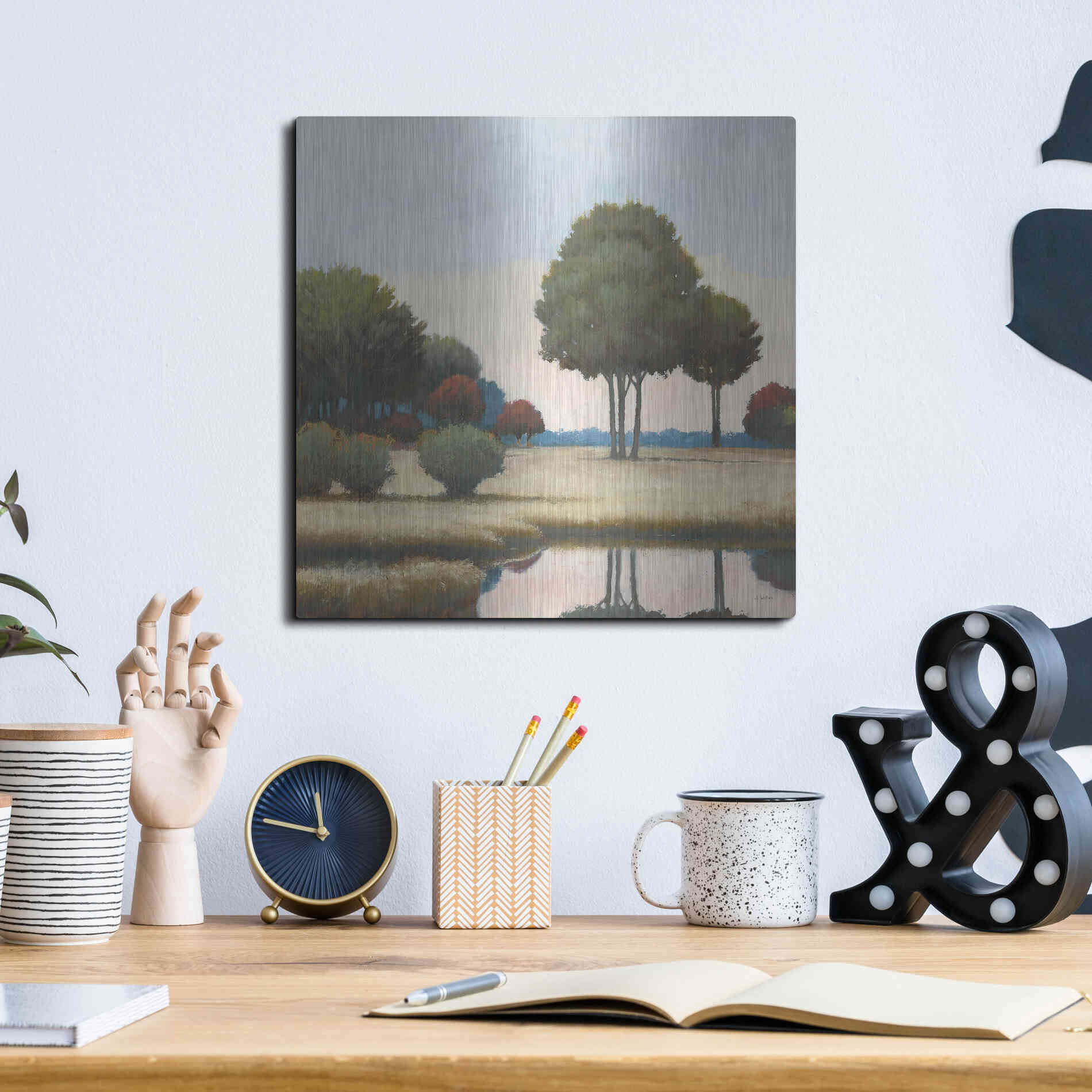 Luxe Metal Art 'By the Waterways II' by James Wiens, Metal Wall Art,12x12