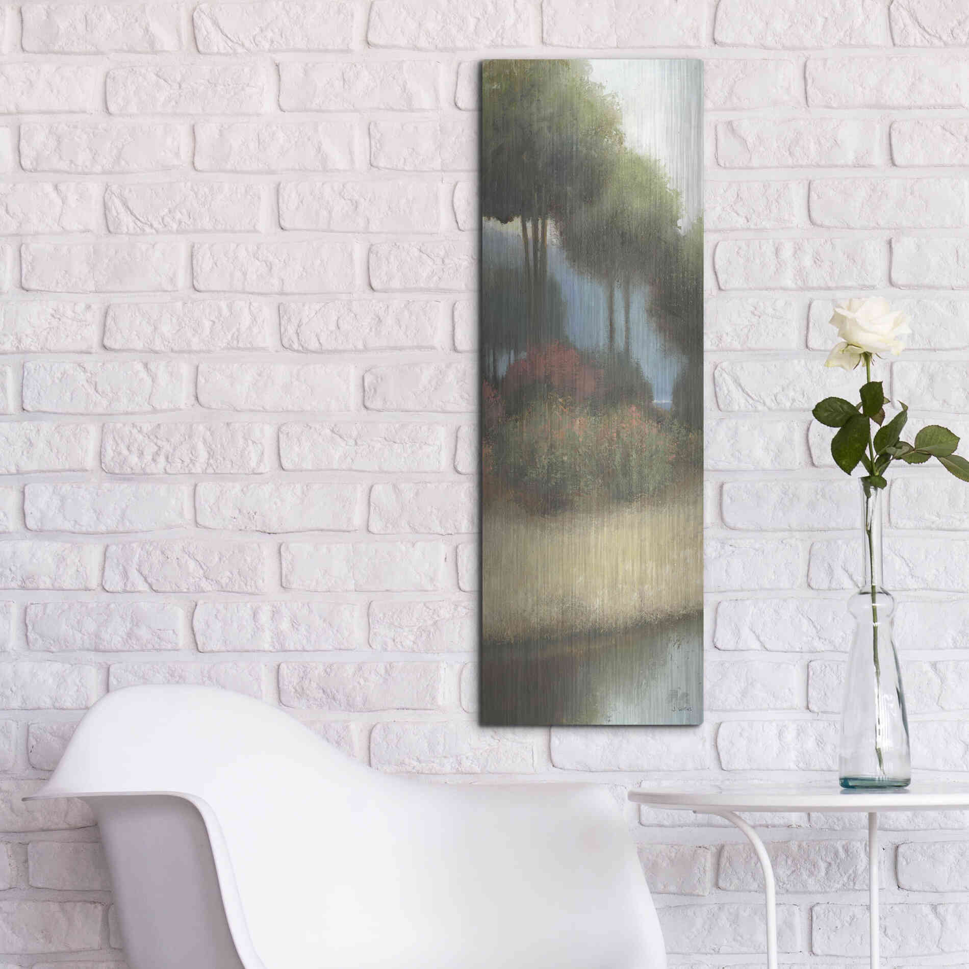 Luxe Metal Art 'By the Waterways Portrait I' by James Wiens, Metal Wall Art,12x36