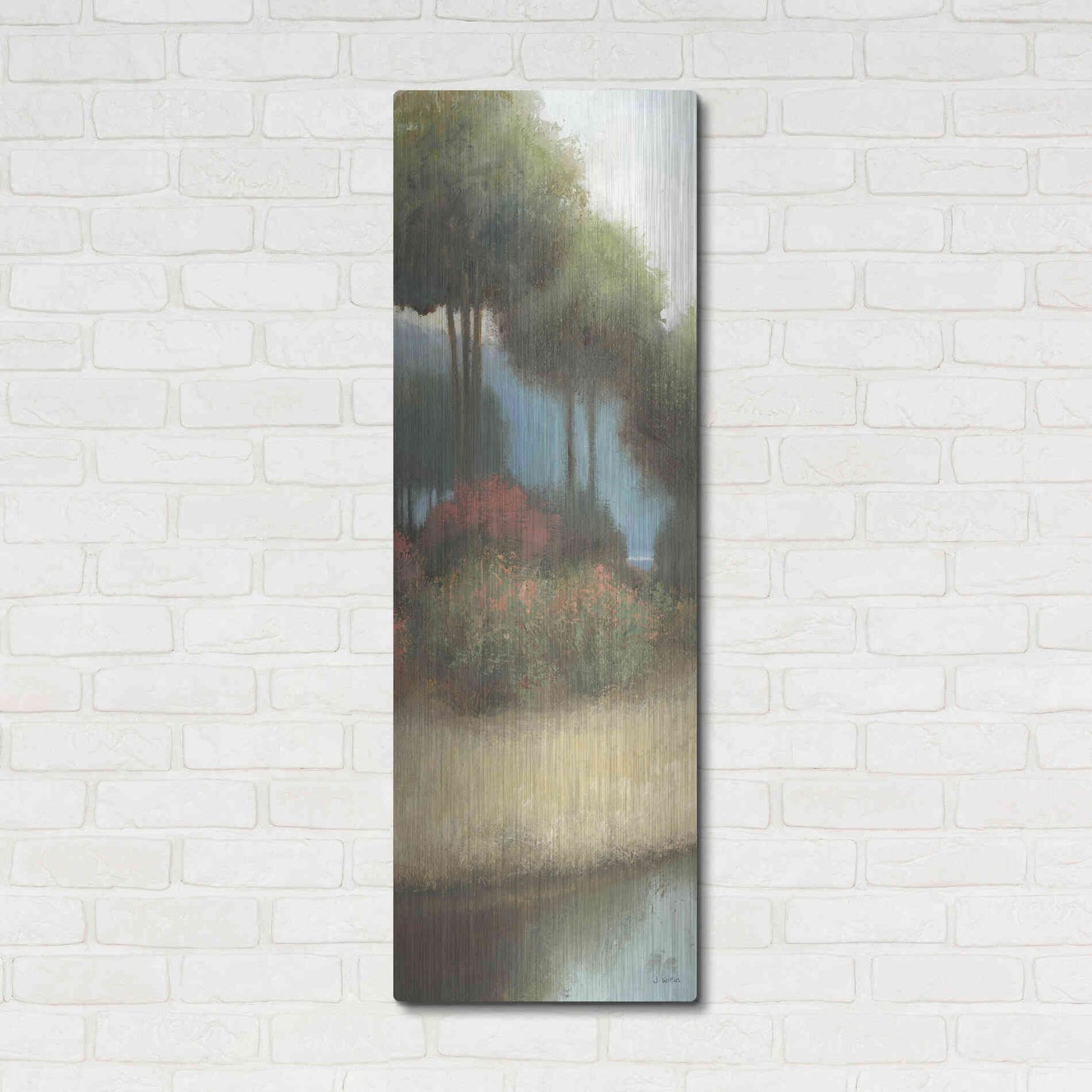 Luxe Metal Art 'By the Waterways Portrait I' by James Wiens, Metal Wall Art,16x48