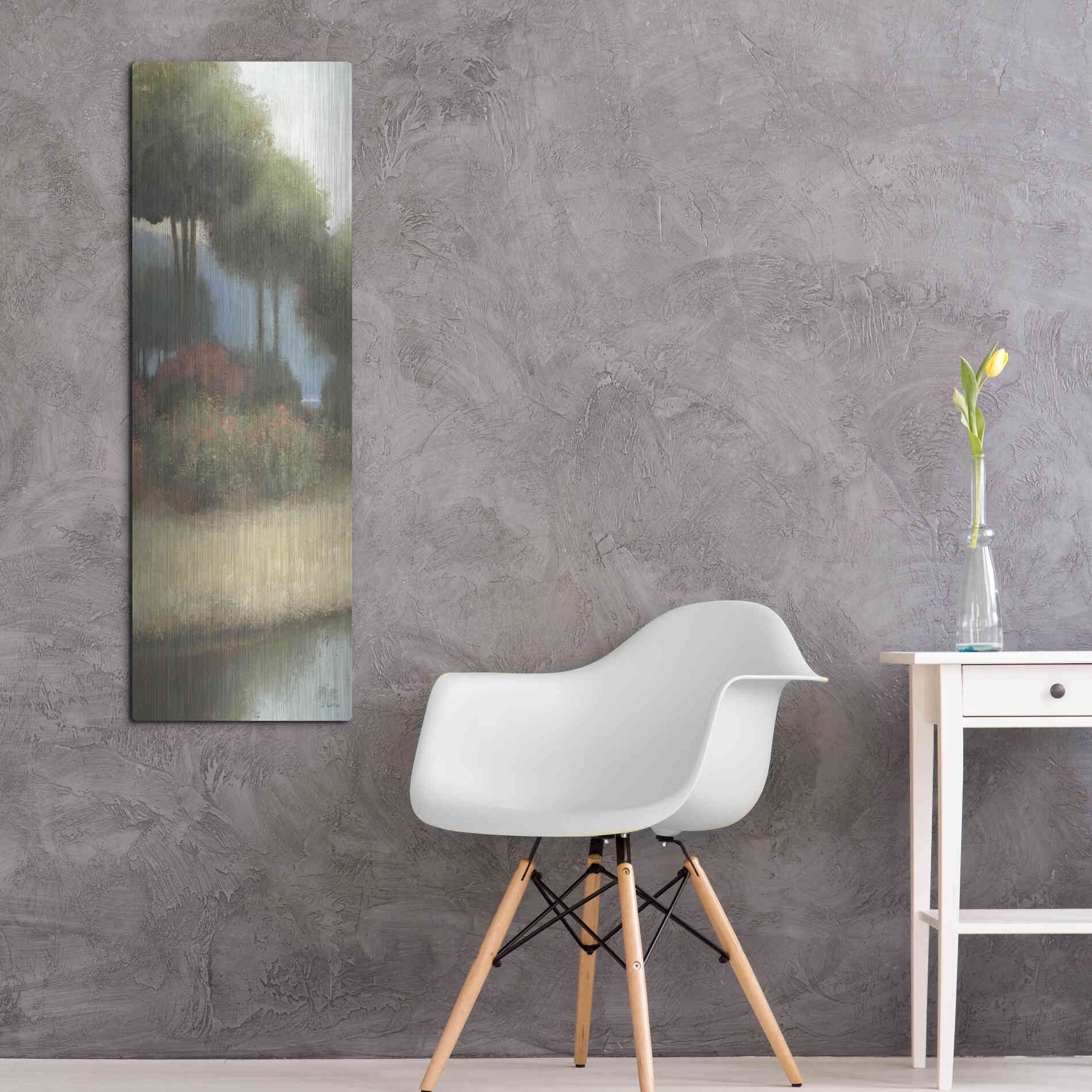 Luxe Metal Art 'By the Waterways Portrait I' by James Wiens, Metal Wall Art,16x48