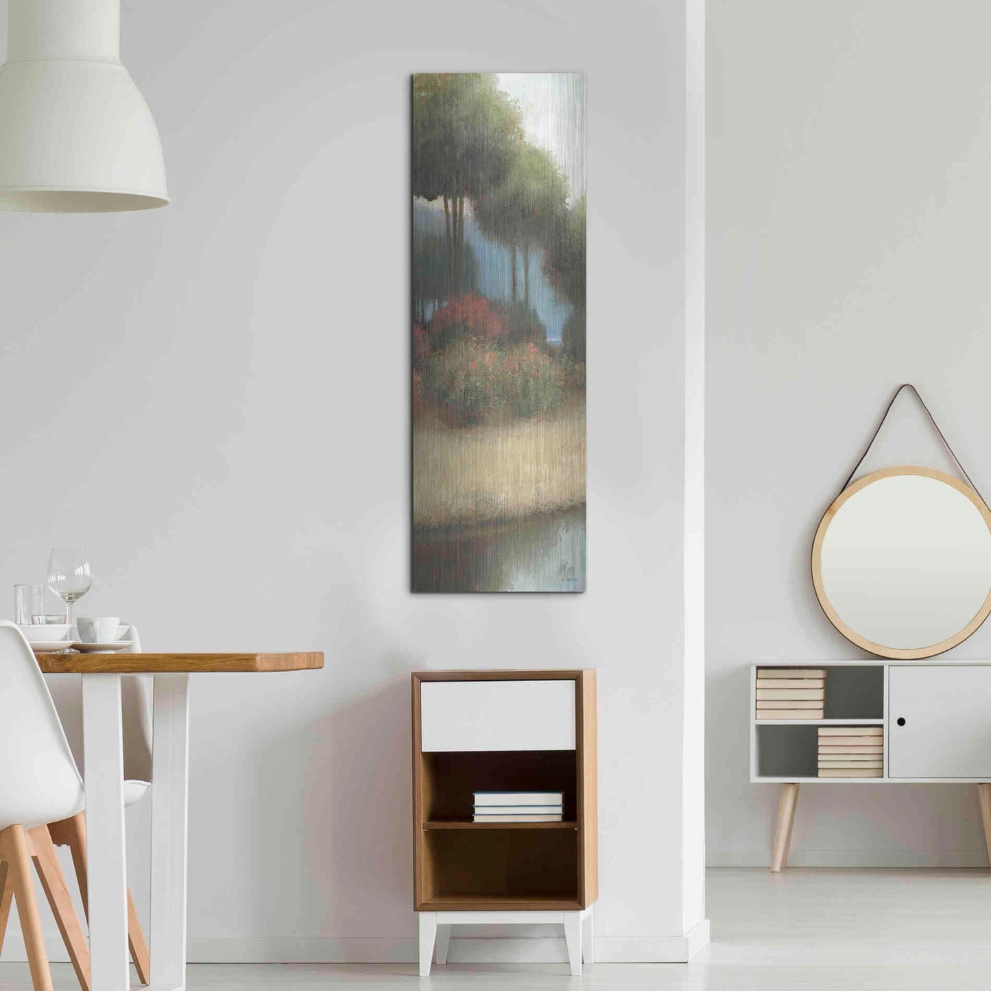 Luxe Metal Art 'By the Waterways Portrait I' by James Wiens, Metal Wall Art,16x48