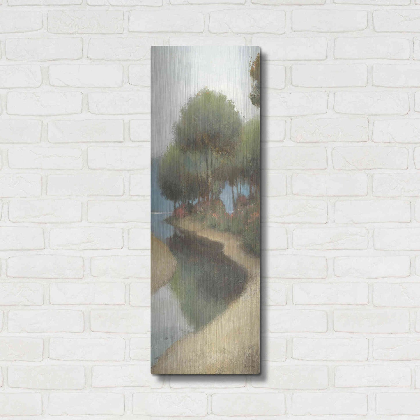 Luxe Metal Art 'By the Waterways Portrait II' by James Wiens, Metal Wall Art,12x36