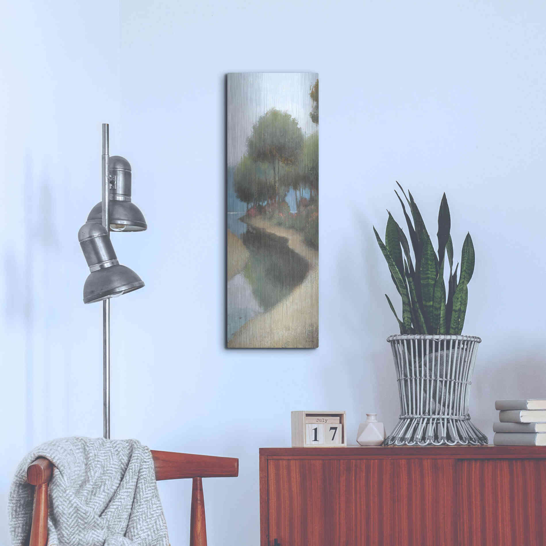 Luxe Metal Art 'By the Waterways Portrait II' by James Wiens, Metal Wall Art,12x36