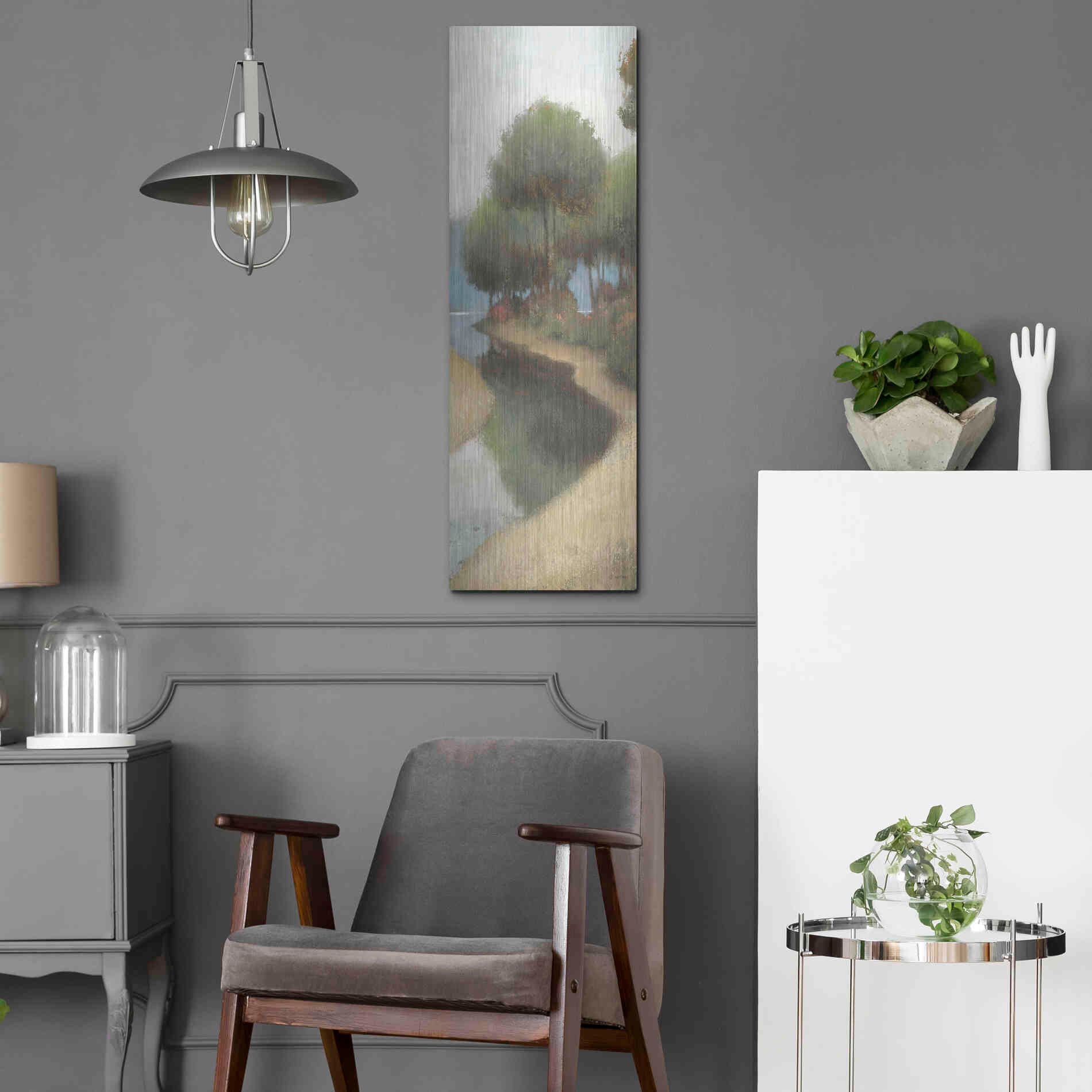 Luxe Metal Art 'By the Waterways Portrait II' by James Wiens, Metal Wall Art,12x36