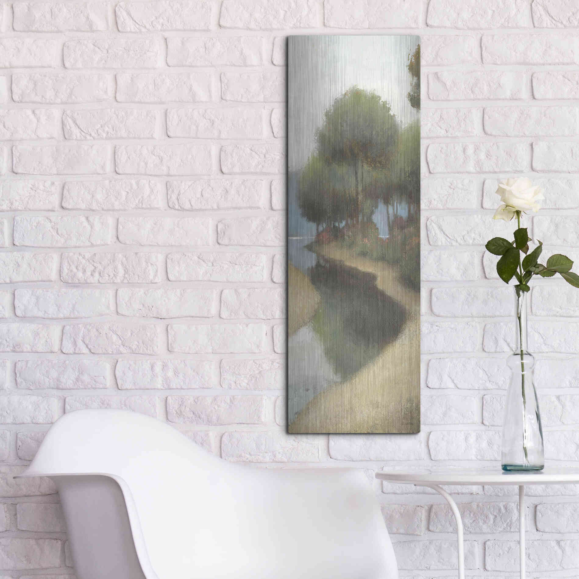 Luxe Metal Art 'By the Waterways Portrait II' by James Wiens, Metal Wall Art,12x36