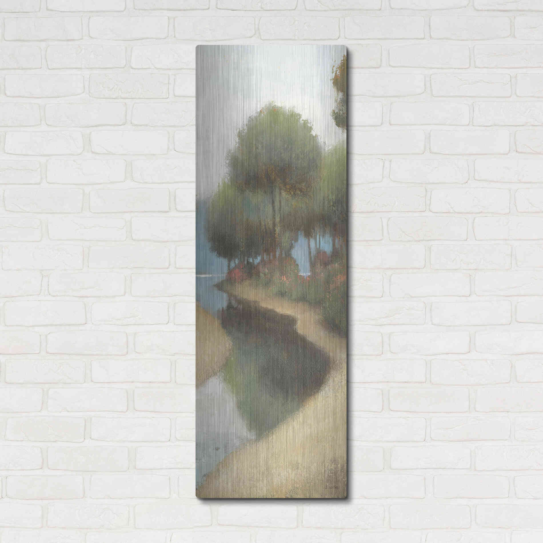 Luxe Metal Art 'By the Waterways Portrait II' by James Wiens, Metal Wall Art,16x48