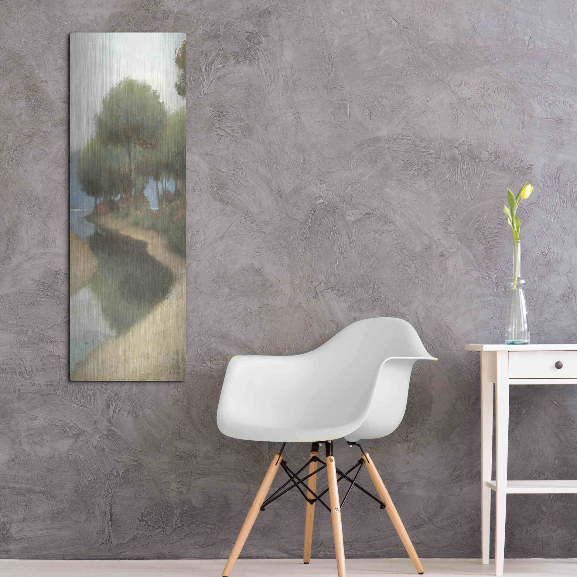 Luxe Metal Art 'By the Waterways Portrait II' by James Wiens, Metal Wall Art,16x48