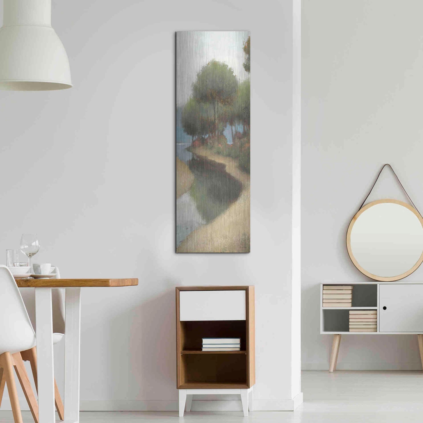 Luxe Metal Art 'By the Waterways Portrait II' by James Wiens, Metal Wall Art,16x48