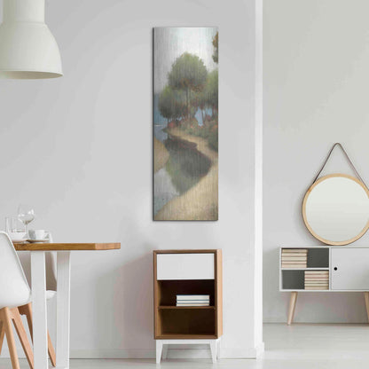 Luxe Metal Art 'By the Waterways Portrait II' by James Wiens, Metal Wall Art,16x48