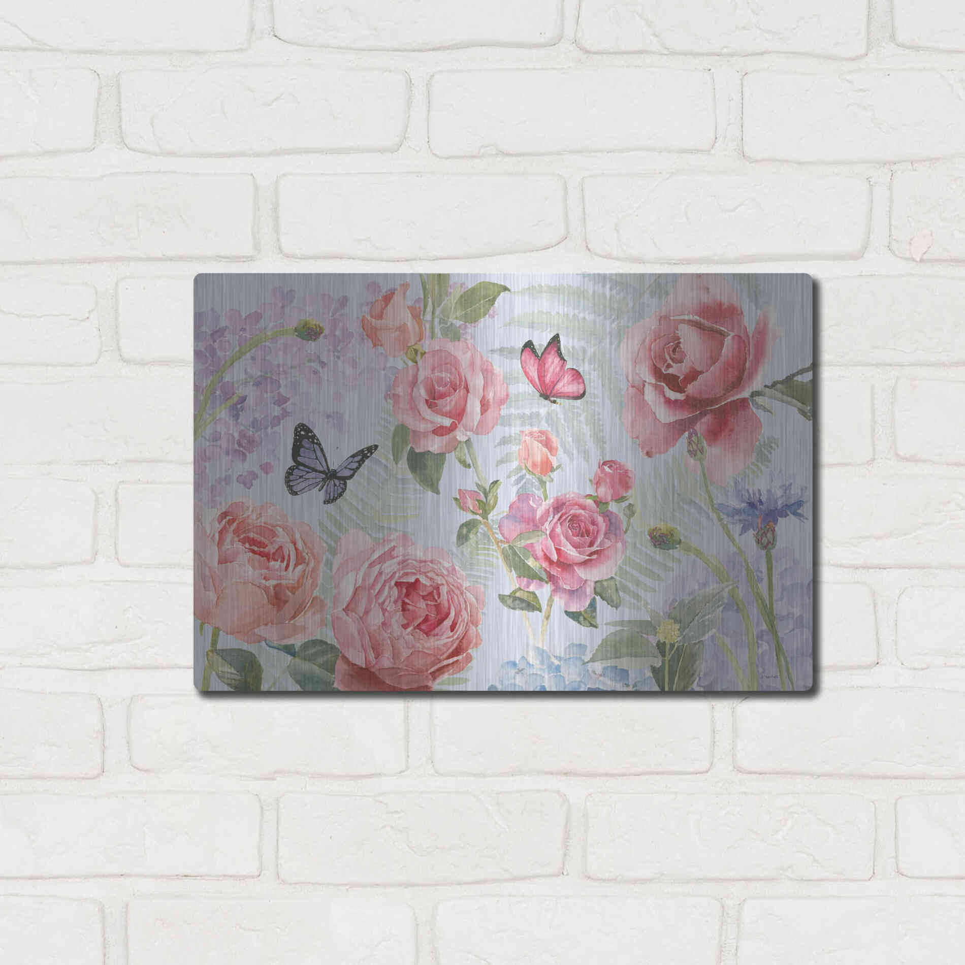 Luxe Metal Art 'Boho Bouquet I Blue' by James Wiens, Metal Wall Art,16x12