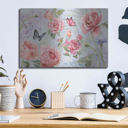 Luxe Metal Art 'Boho Bouquet I Blue' by James Wiens, Metal Wall Art,16x12