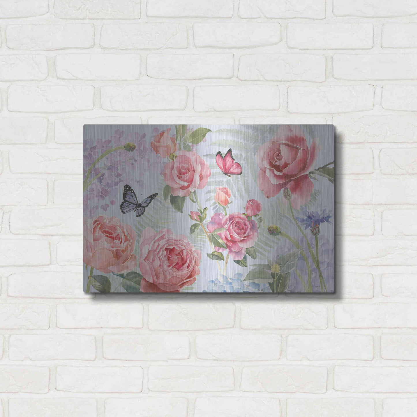 Luxe Metal Art 'Boho Bouquet I Blue' by James Wiens, Metal Wall Art,24x16