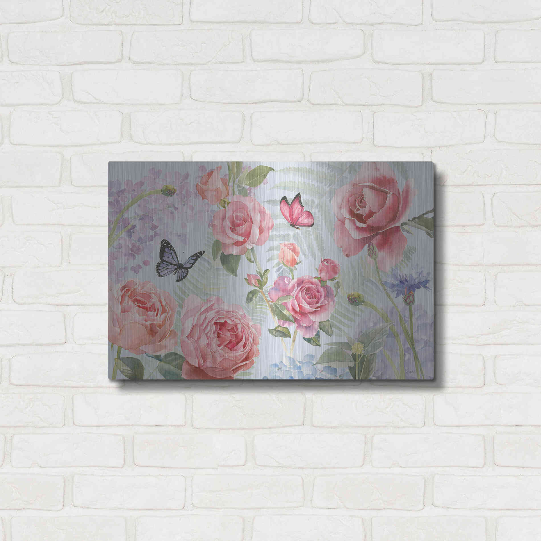 Luxe Metal Art 'Boho Bouquet I Blue' by James Wiens, Metal Wall Art,24x16