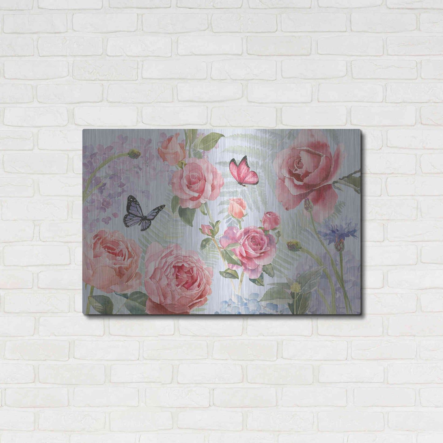 Luxe Metal Art 'Boho Bouquet I Blue' by James Wiens, Metal Wall Art,36x24