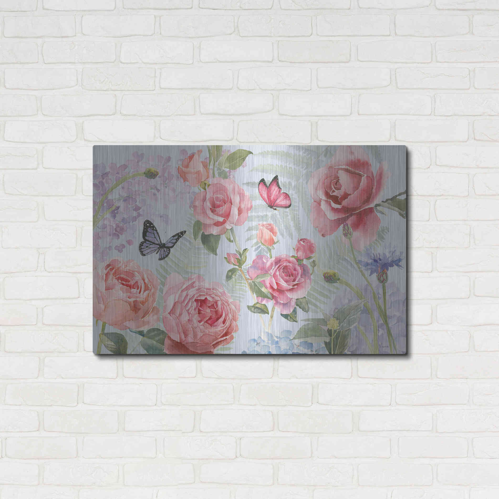 Luxe Metal Art 'Boho Bouquet I Blue' by James Wiens, Metal Wall Art,36x24