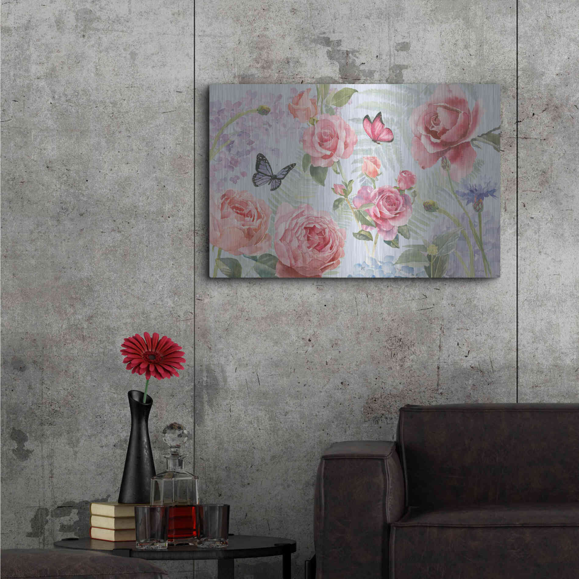 Luxe Metal Art 'Boho Bouquet I Blue' by James Wiens, Metal Wall Art,36x24