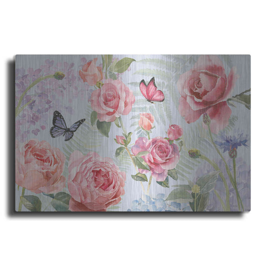 Luxe Metal Art 'Boho Bouquet I Blue' by James Wiens, Metal Wall Art