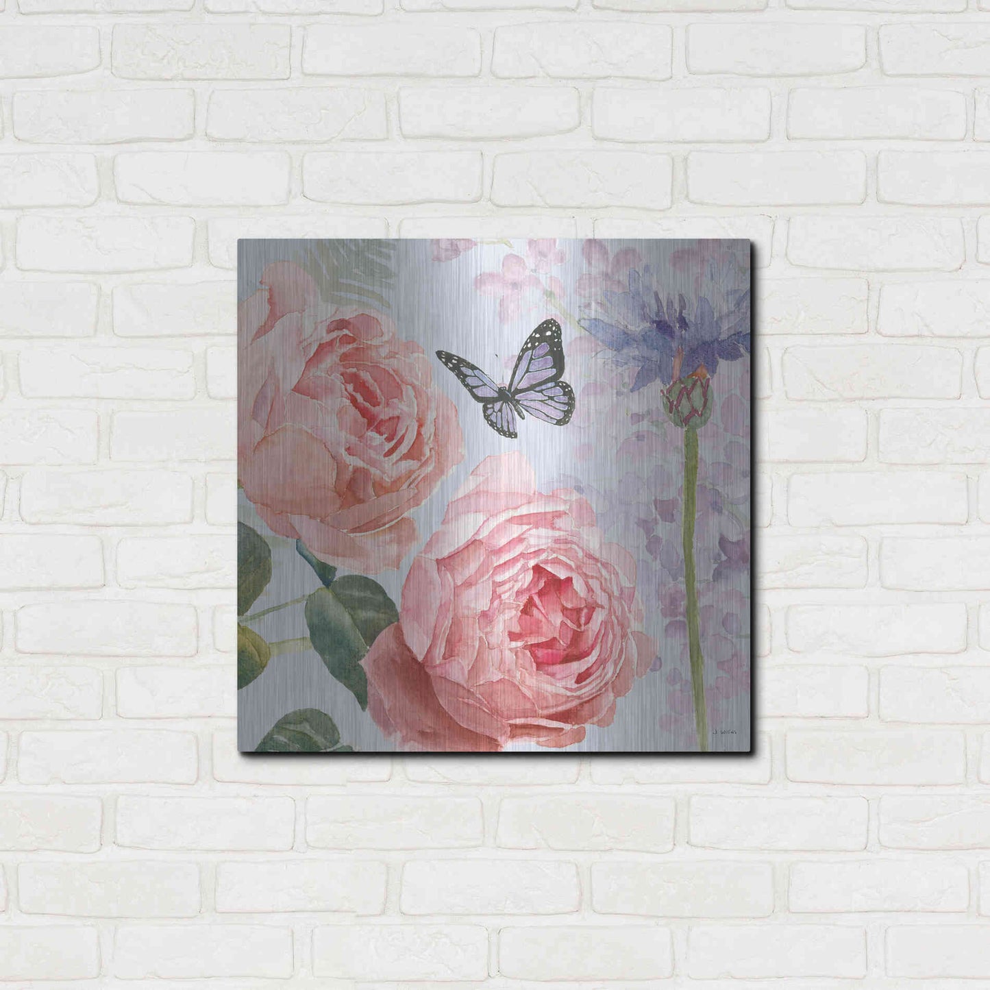 Luxe Metal Art 'Boho Bouquet II Blue' by James Wiens, Metal Wall Art,24x24