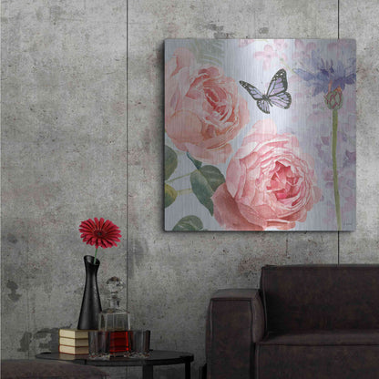 Luxe Metal Art 'Boho Bouquet II Blue' by James Wiens, Metal Wall Art,36x36