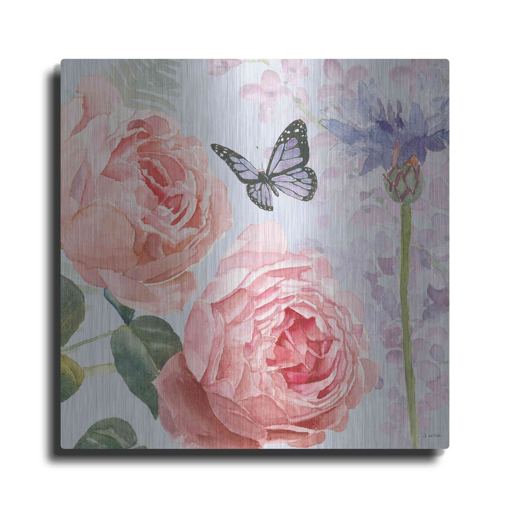 Luxe Metal Art 'Boho Bouquet II Blue' by James Wiens, Metal Wall Art