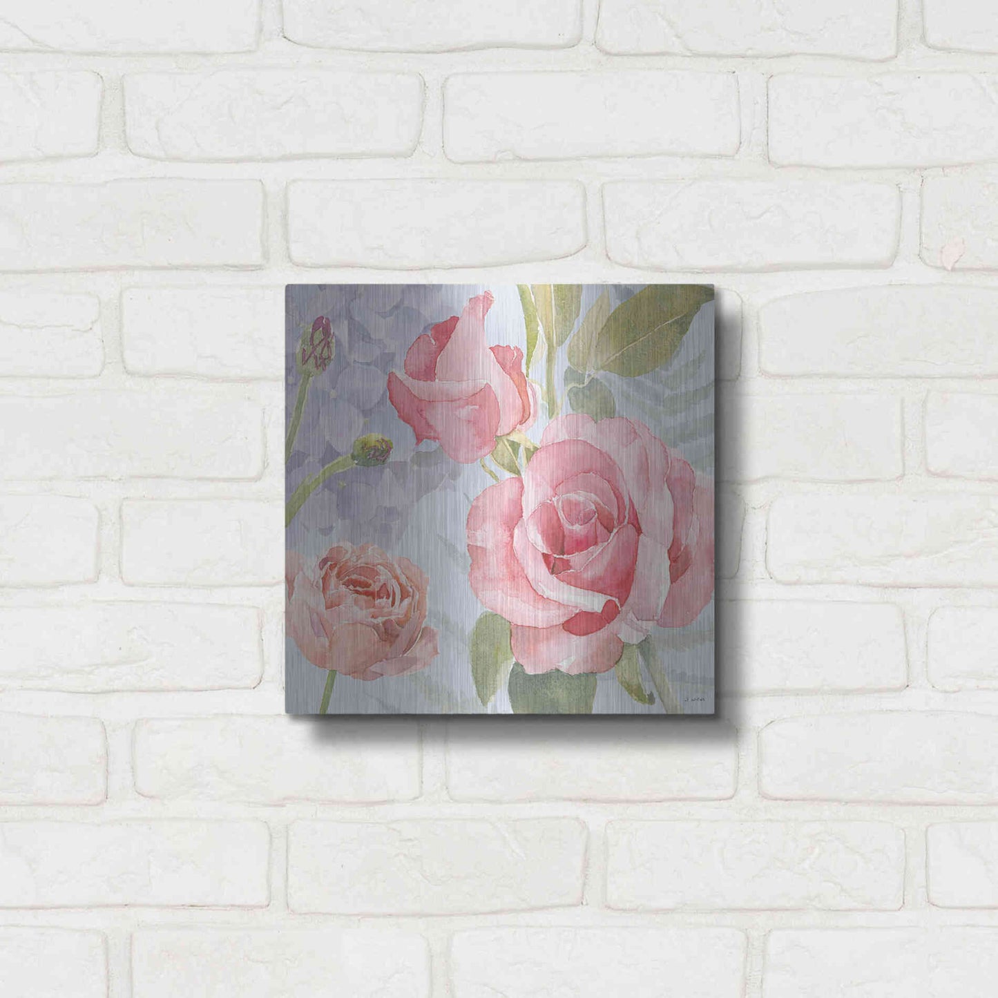 Luxe Metal Art 'Boho Bouquet III Blue' by James Wiens, Metal Wall Art,12x12