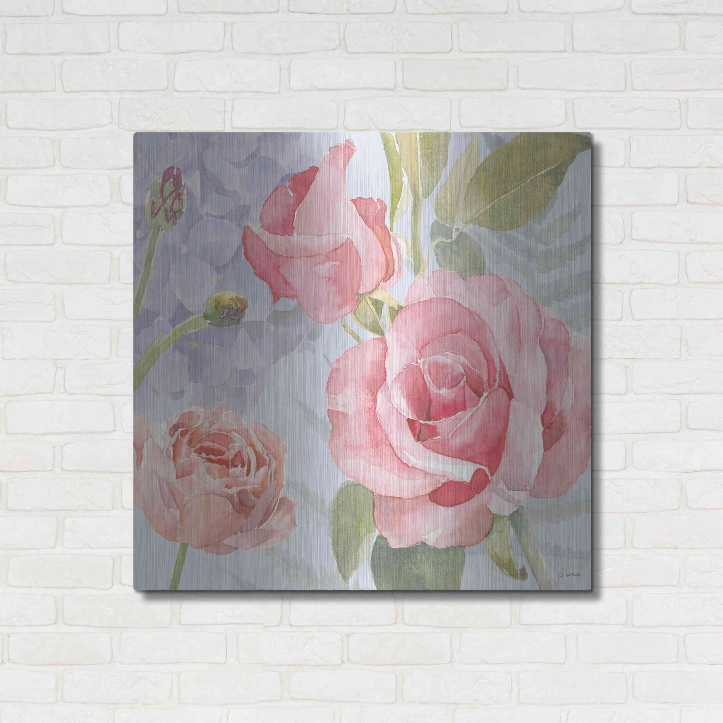 Luxe Metal Art 'Boho Bouquet III Blue' by James Wiens, Metal Wall Art,36x36