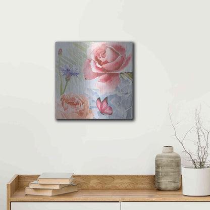 Luxe Metal Art 'Boho Bouquet IV Blue' by James Wiens, Metal Wall Art,12x12