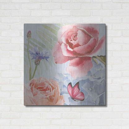 Luxe Metal Art 'Boho Bouquet IV Blue' by James Wiens, Metal Wall Art,36x36