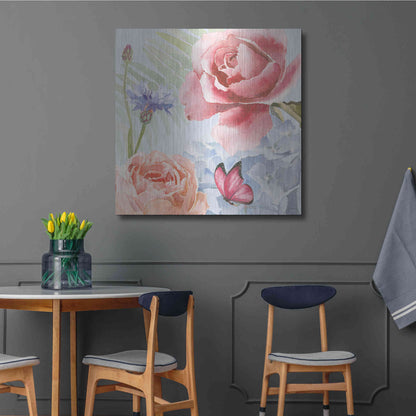 Luxe Metal Art 'Boho Bouquet IV Blue' by James Wiens, Metal Wall Art,36x36