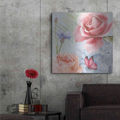 Luxe Metal Art 'Boho Bouquet IV Blue' by James Wiens, Metal Wall Art,36x36