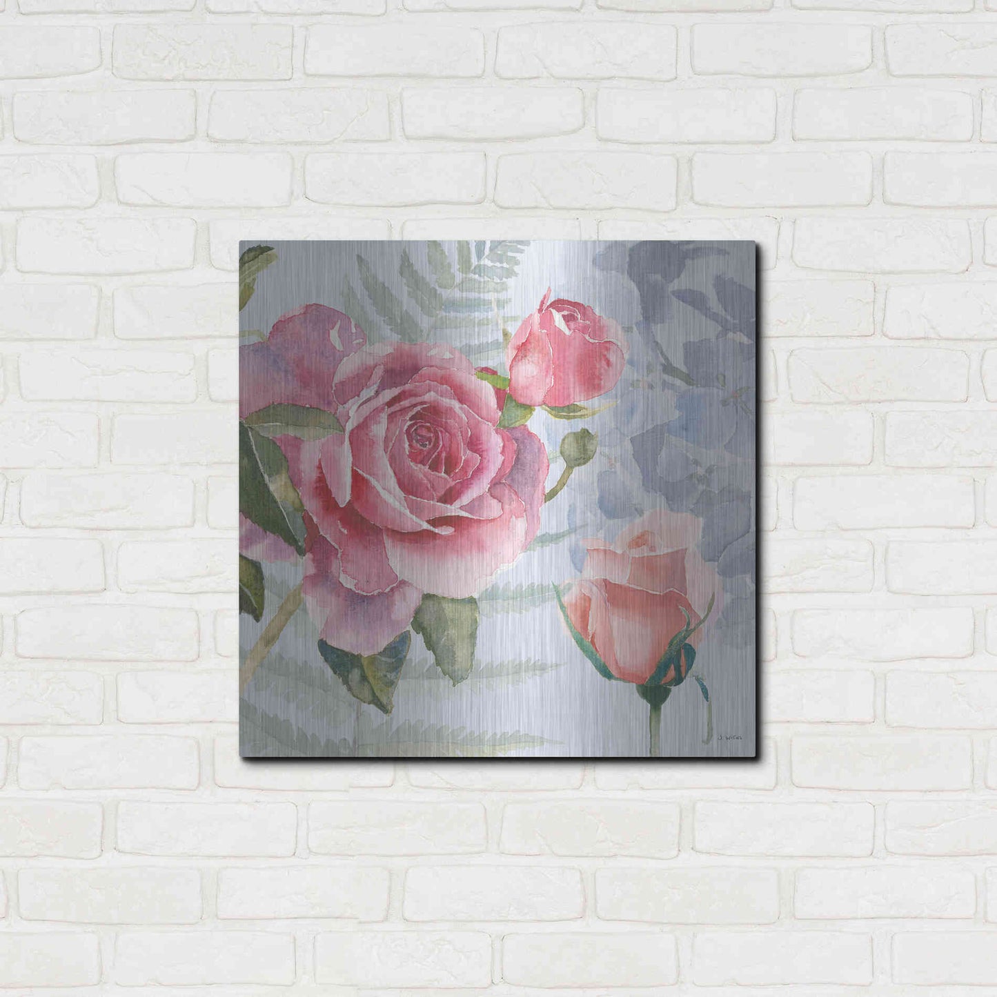 Luxe Metal Art 'Boho Bouquet V Blue' by James Wiens, Metal Wall Art,24x24