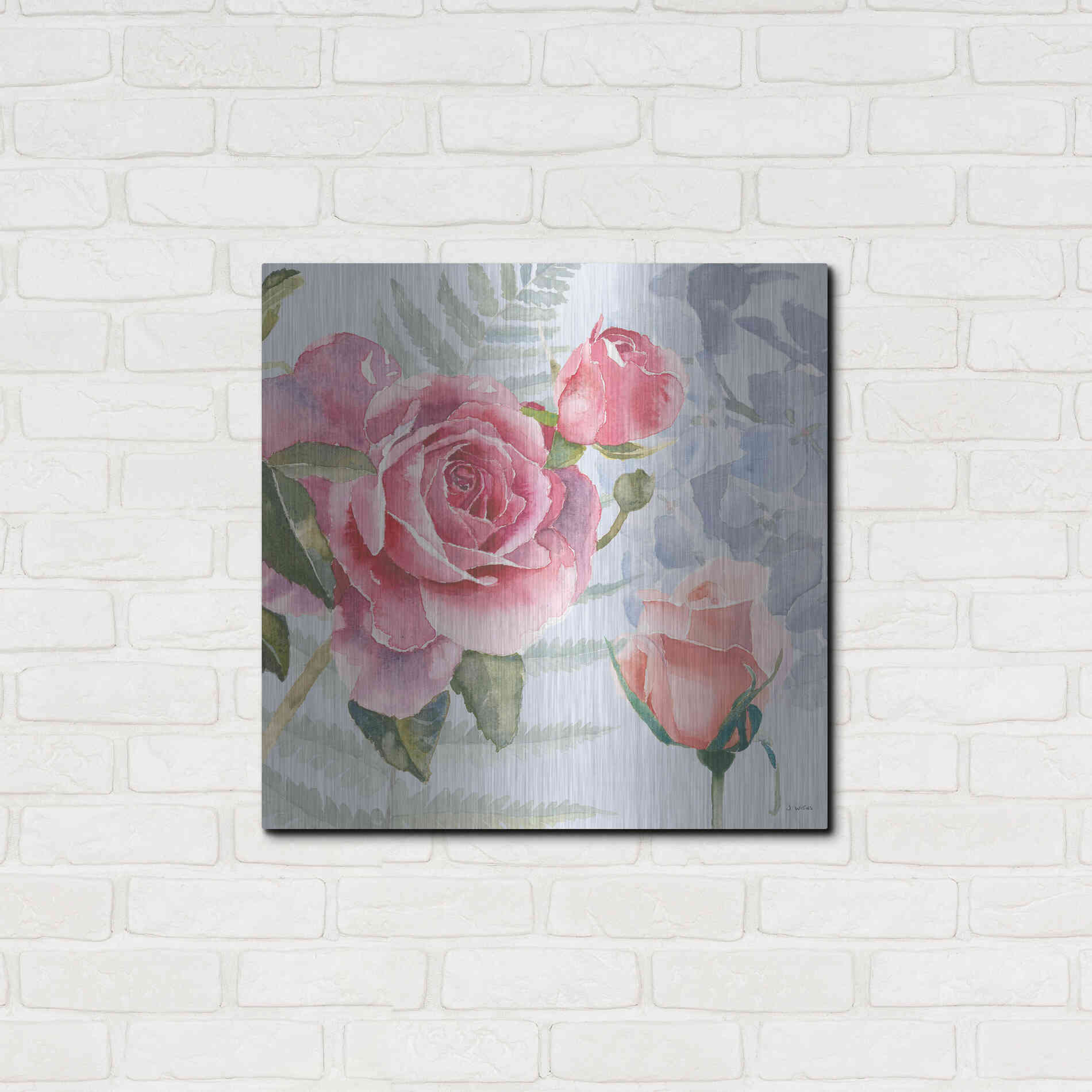 Luxe Metal Art 'Boho Bouquet V Blue' by James Wiens, Metal Wall Art,24x24