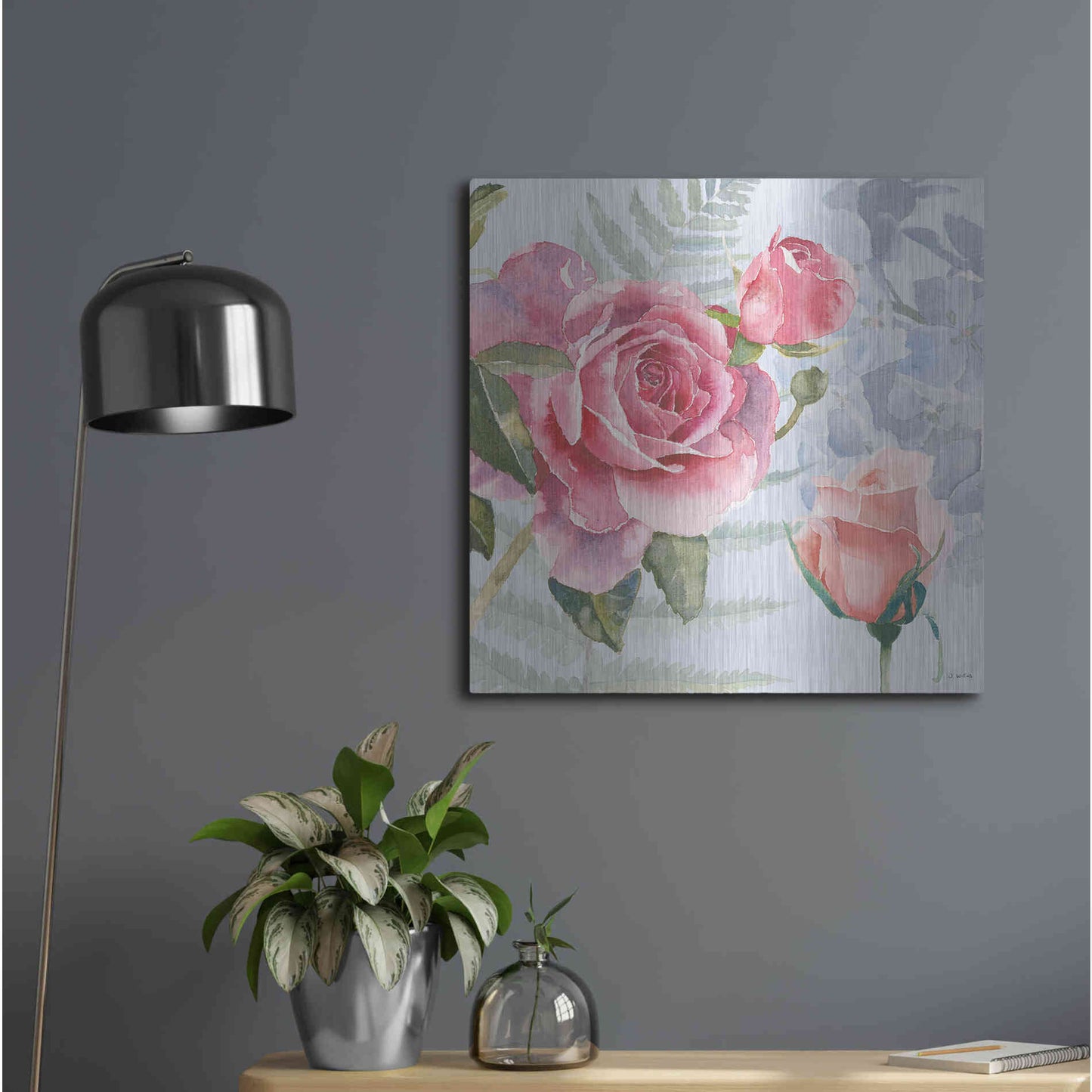 Luxe Metal Art 'Boho Bouquet V Blue' by James Wiens, Metal Wall Art,24x24