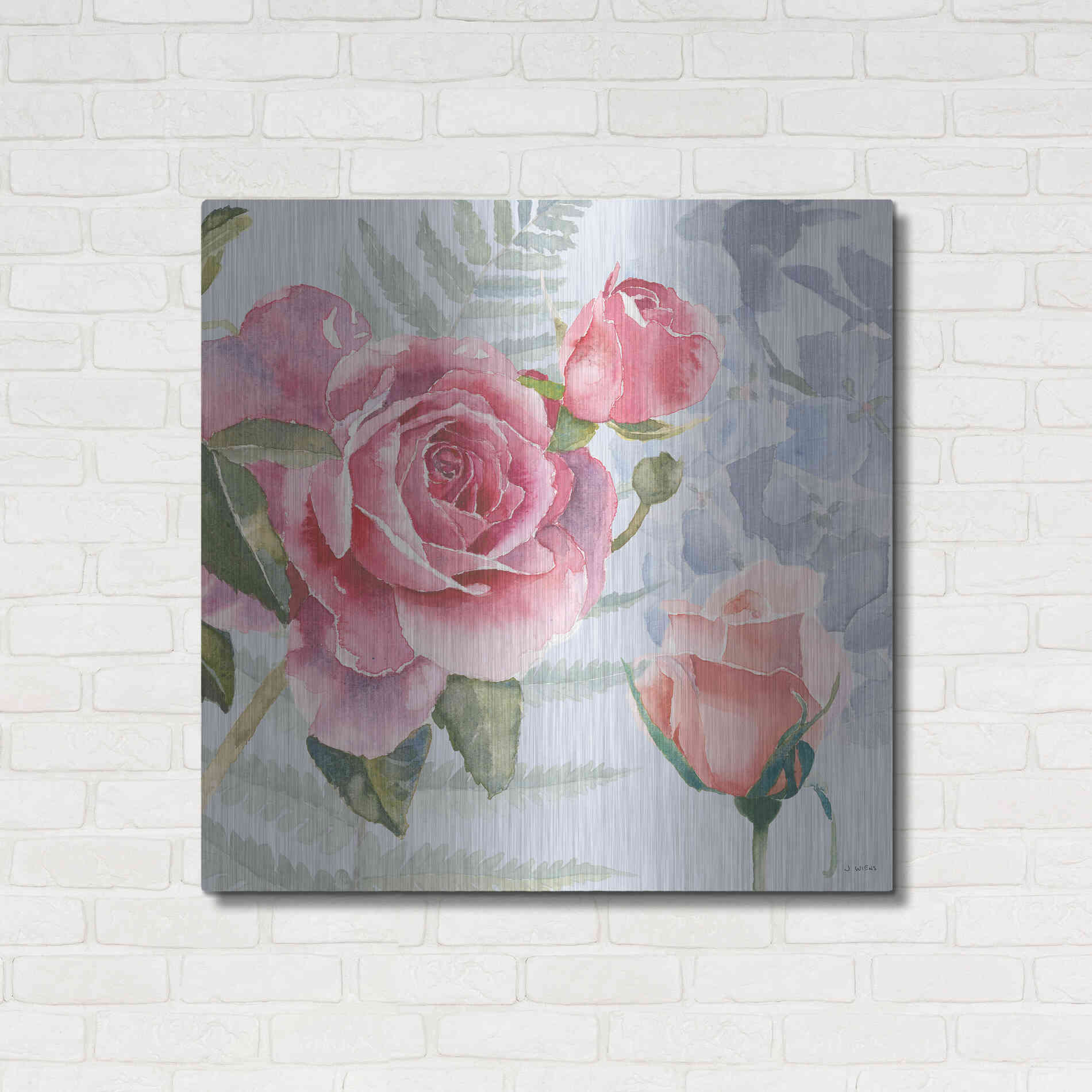 Luxe Metal Art 'Boho Bouquet V Blue' by James Wiens, Metal Wall Art,36x36