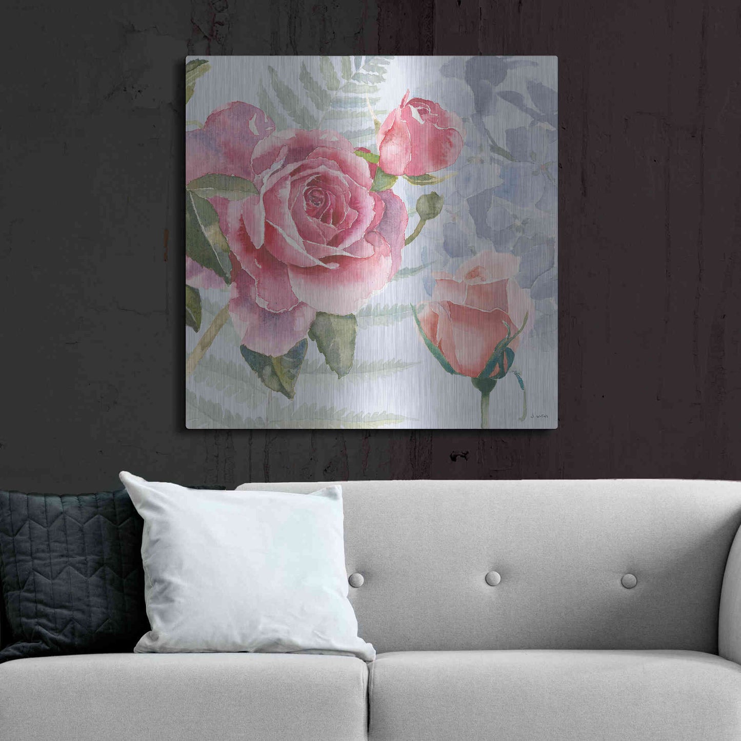 Luxe Metal Art 'Boho Bouquet V Blue' by James Wiens, Metal Wall Art,36x36