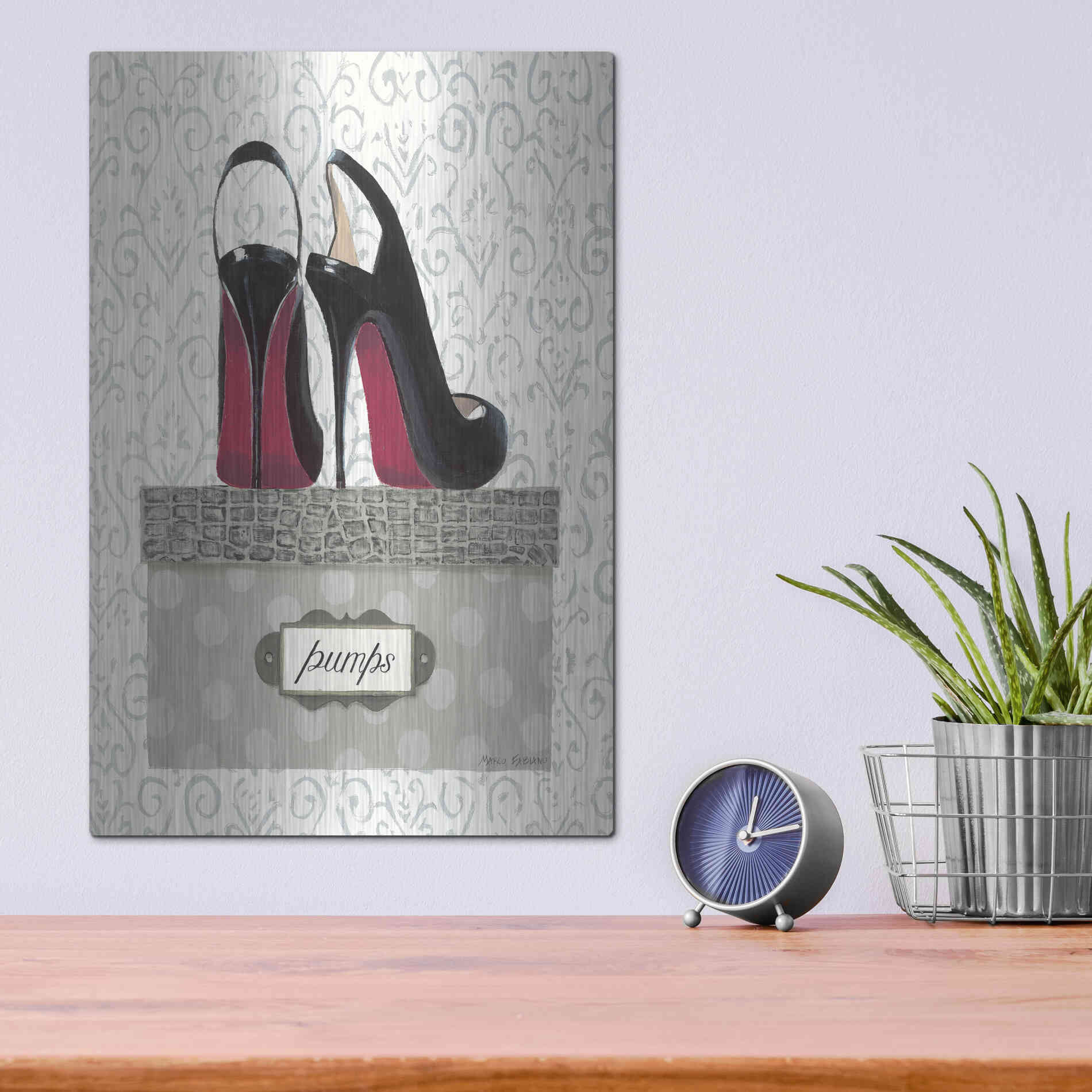 Luxe Metal Art 'Tres Chic I' by Marco Fabiano, Metal Wall Art,12x16