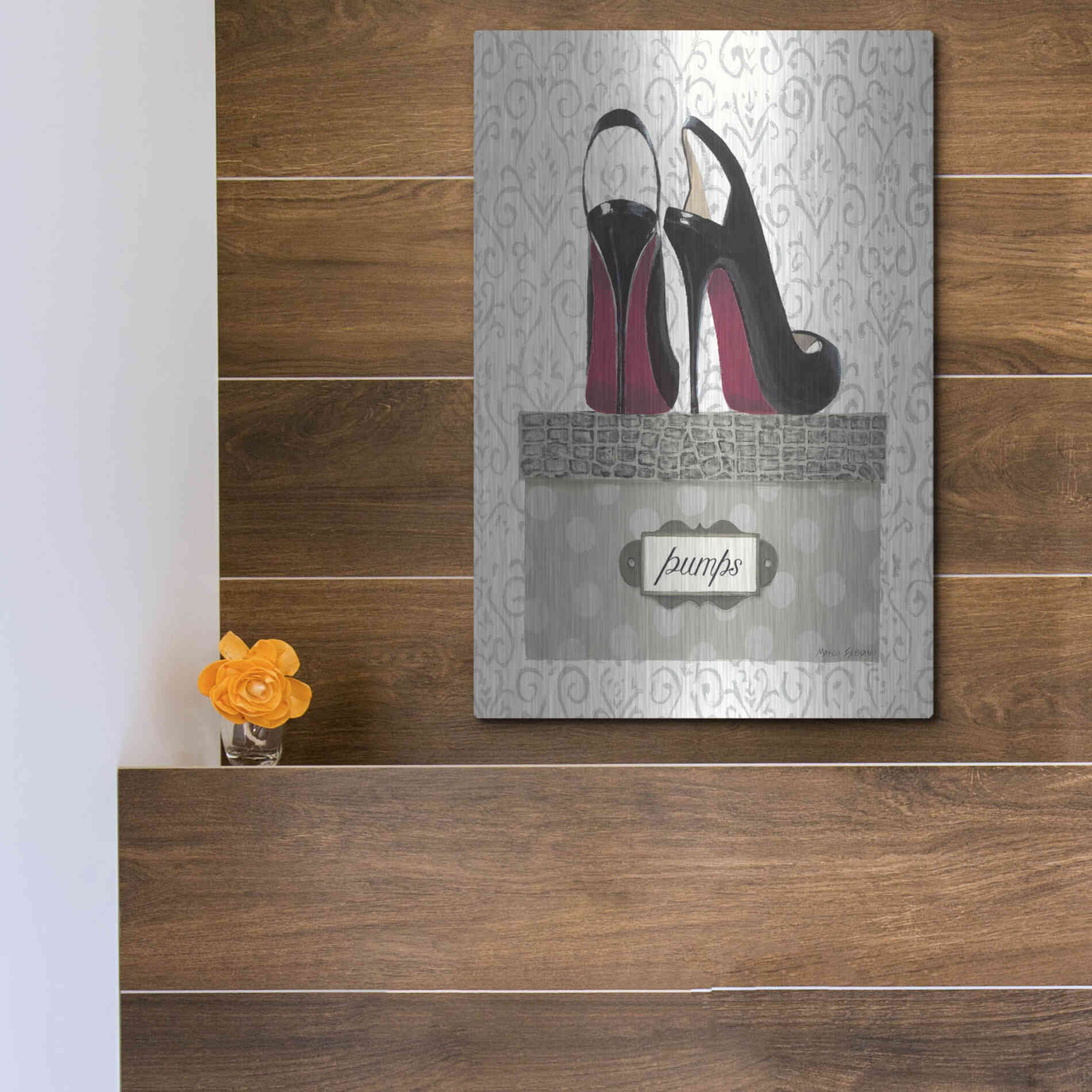 Luxe Metal Art 'Tres Chic I' by Marco Fabiano, Metal Wall Art,12x16