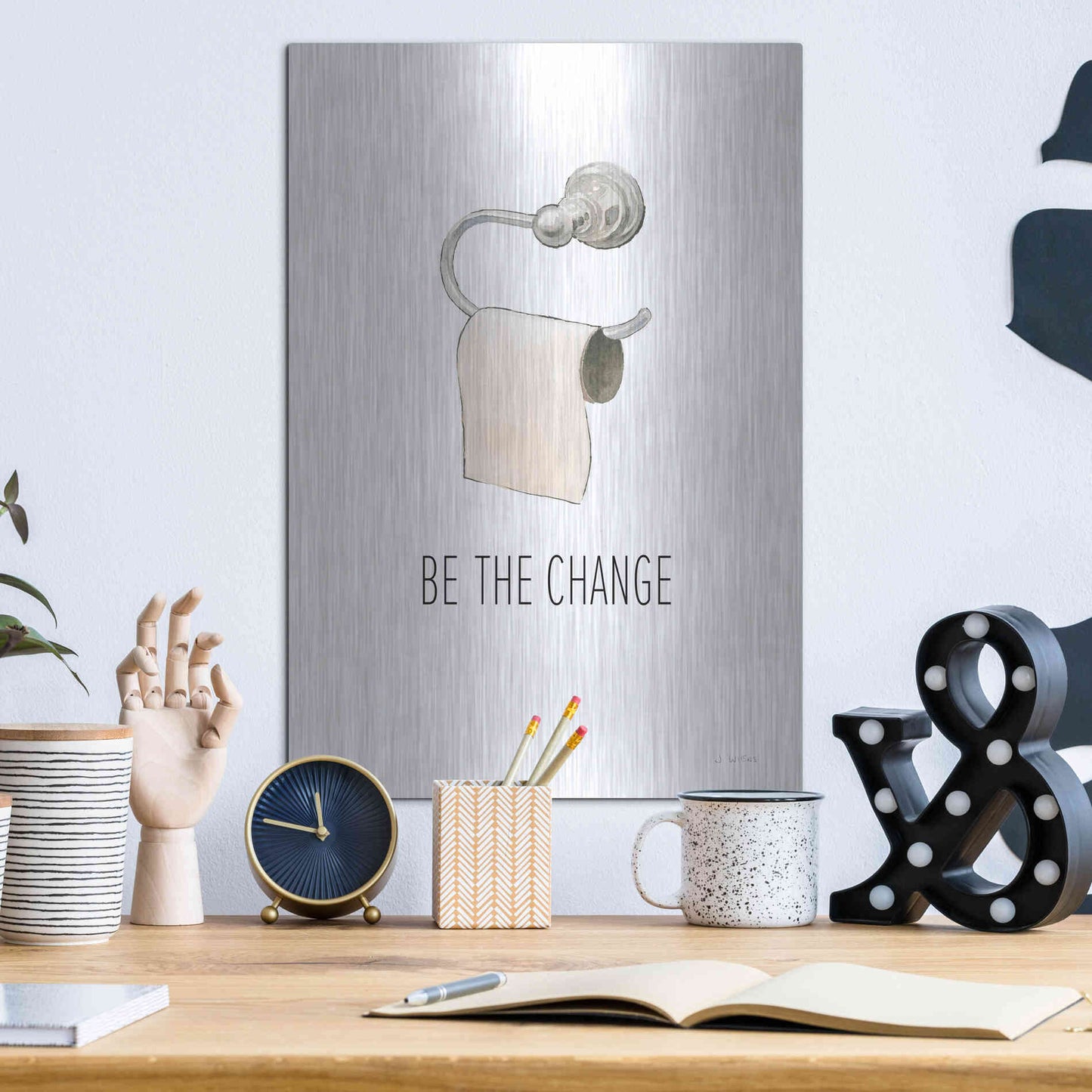 Luxe Metal Art 'Be The Change' by James Wiens, Metal Wall Art,12x16